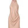 Velaa Drape Satin Mock Neck Dress