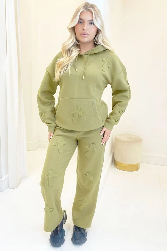 Oversized Crucifix Cros Hoodie with Wide Leg Trouser