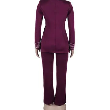 Long Sleeve Slim Stretch Suit Two-Piece For Effortless Style