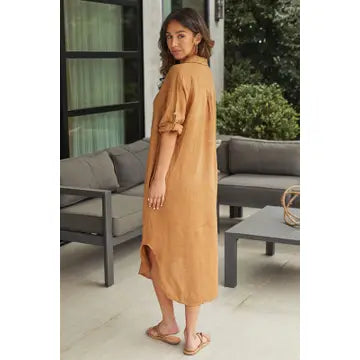 Midi-Length Linen Dress