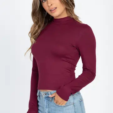Mock Neck Solid Top