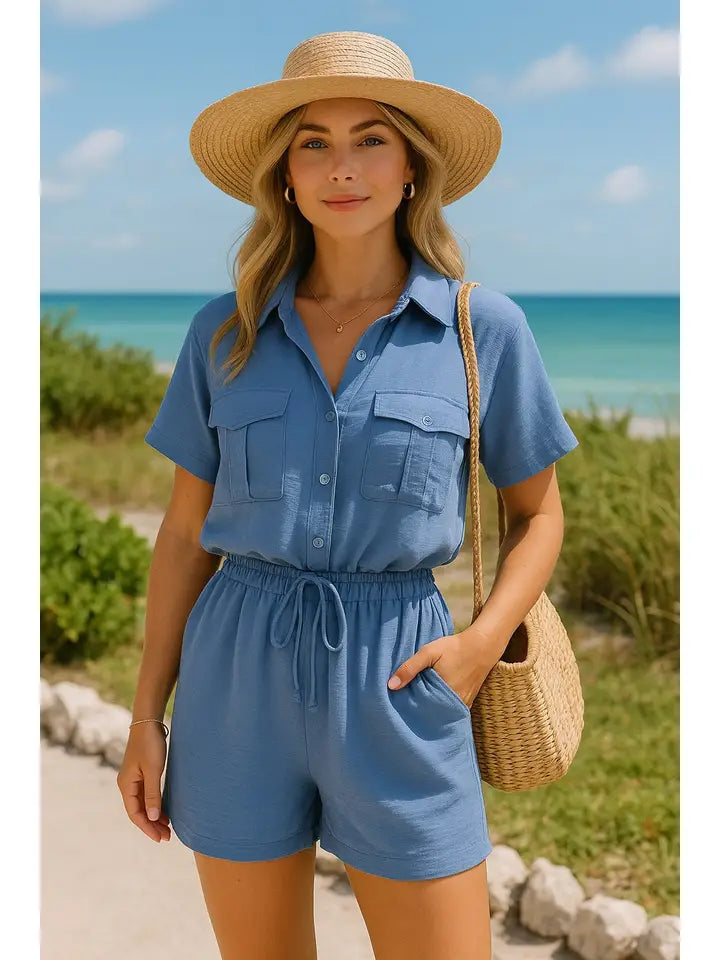 Airflow Button Down Romper w/ Pockets