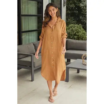 Midi-Length Linen Dress