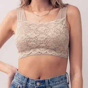 Plus Size Elegant Lace Longline Bralette