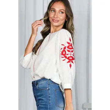 Floral Embroidered Detailing  Blouse