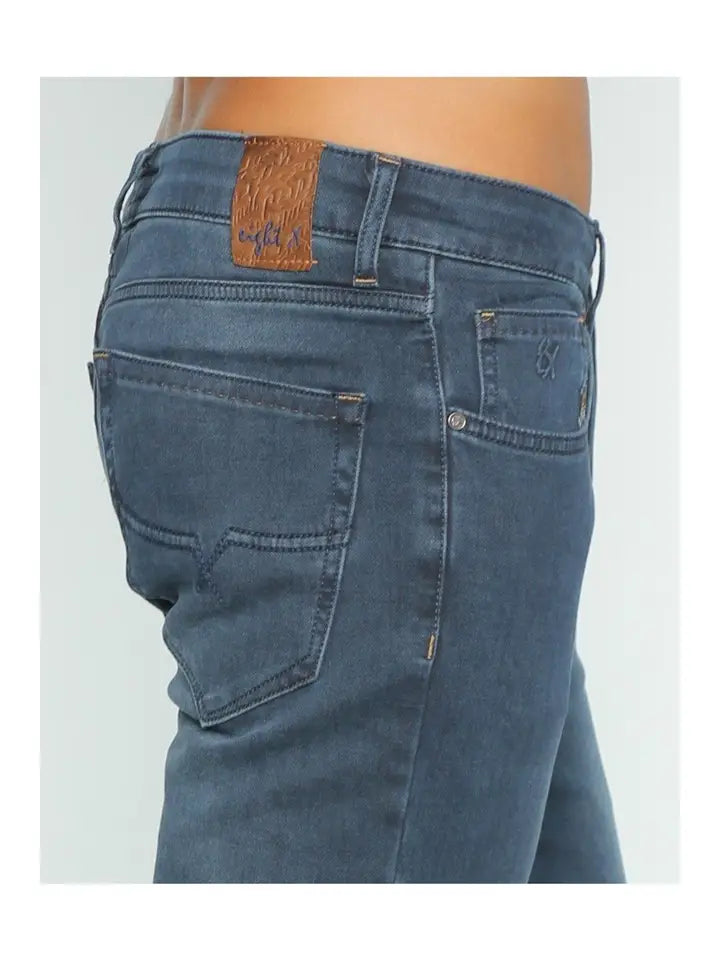 Slim Fit Stretch Faded Dark Denim Jeans