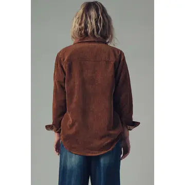 Plaid Lined Corduroy Flannel Shacket