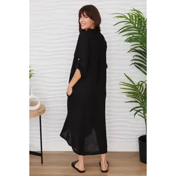 Midi-Length Linen Dress