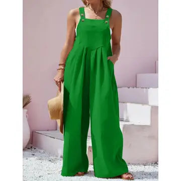 Plus Size Square Neck Wide Leg Overalls