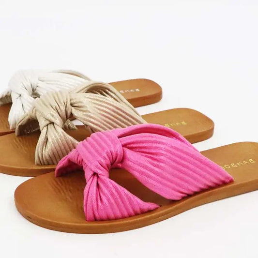 Women Knot Strap Flat Slide Sandals