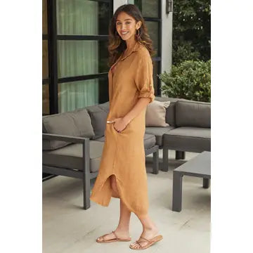 Midi-Length Linen Dress