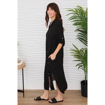 Midi-Length Linen Dress