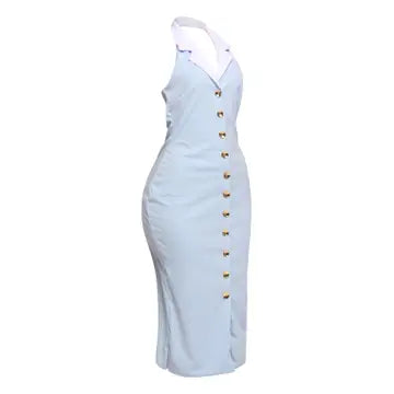 Contrast Collar Midi Dress