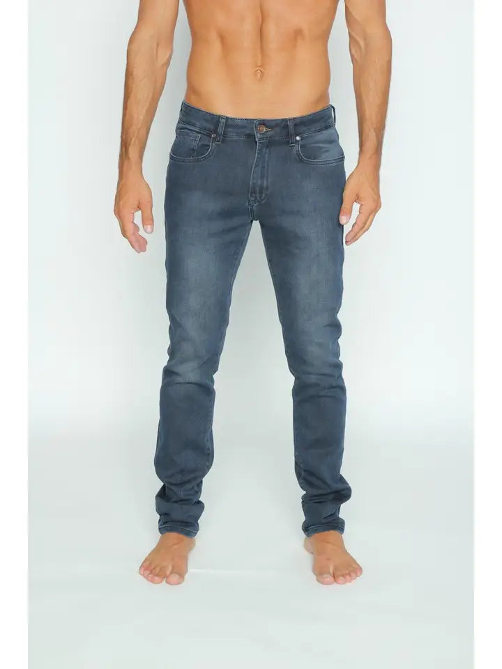 Slim Fit Stretch Faded Dark Denim Jeans