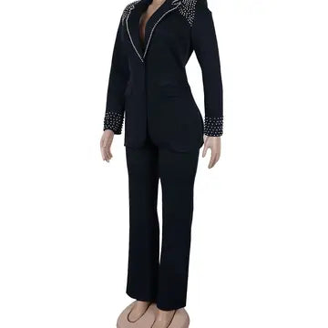 Long Sleeve Slim Stretch Suit Two-Piece For Effortless Style