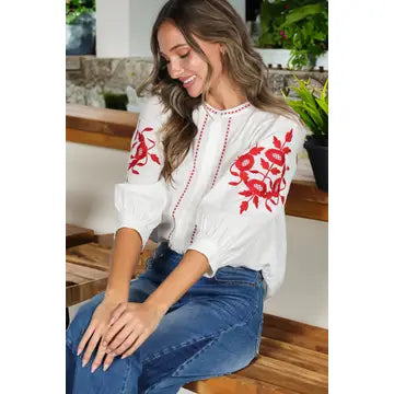 Floral Embroidered Detailing  Blouse