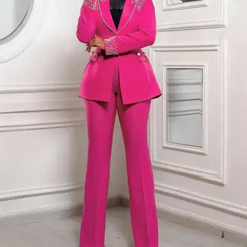 Long Sleeve Slim Stretch Suit Two-Piece For Effortless Style