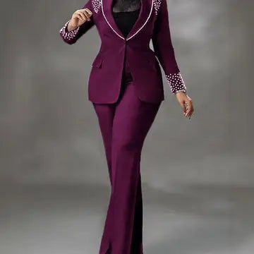 Long Sleeve Slim Stretch Suit Two-Piece For Effortless Style