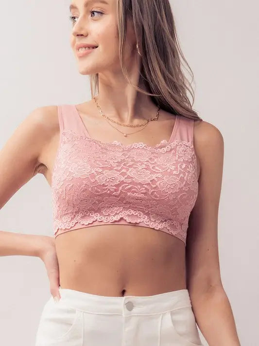 Plus Size Elegant Lace Longline Bralette