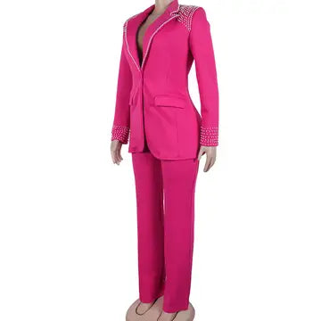 Long Sleeve Slim Stretch Suit Two-Piece For Effortless Style