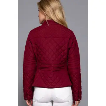 Suede Piping Detail Rib Quilted Padding Jacket