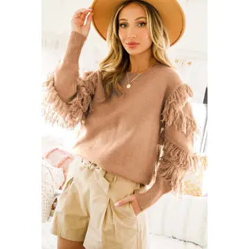 Tied String Tassel Detailed Knitted Sweater