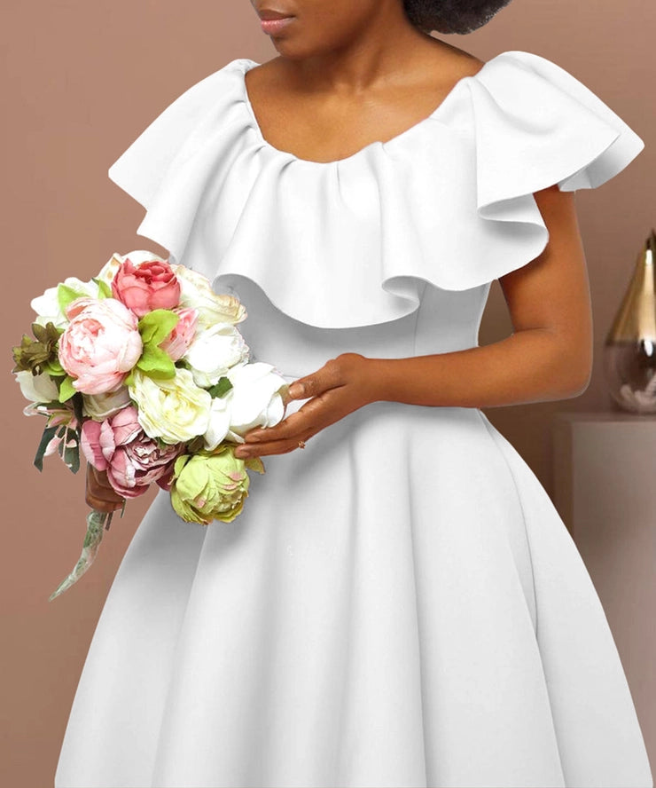 Elegant Ruffled Skirt Banquet Dress