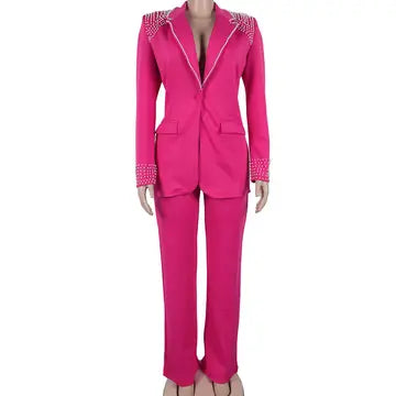 Long Sleeve Slim Stretch Suit Two-Piece For Effortless Style