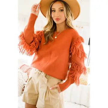 Tied String Tassel Detailed Knitted Sweater