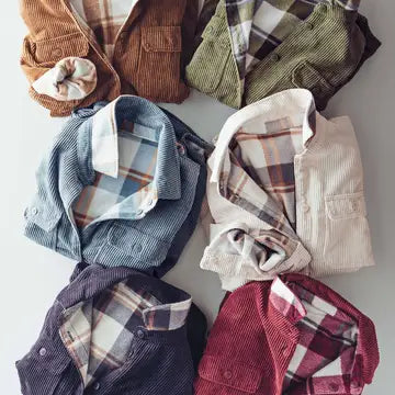 Plaid Lined Corduroy Flannel Shacket