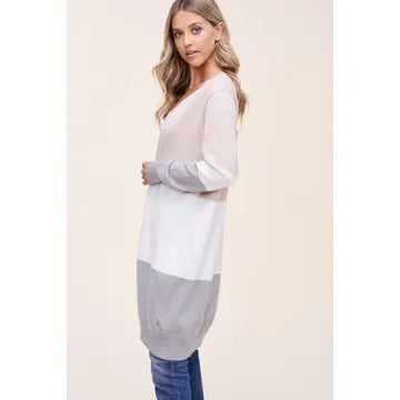 Block Long Cardigan Sweater