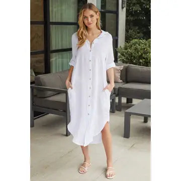 Midi-Length Linen Dress