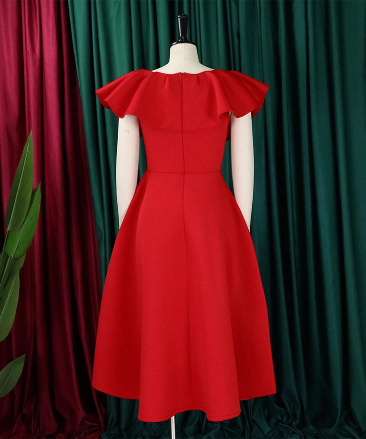 Elegant Ruffled Skirt Banquet Dress