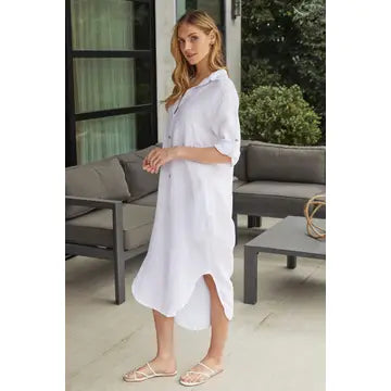 Midi-Length Linen Dress