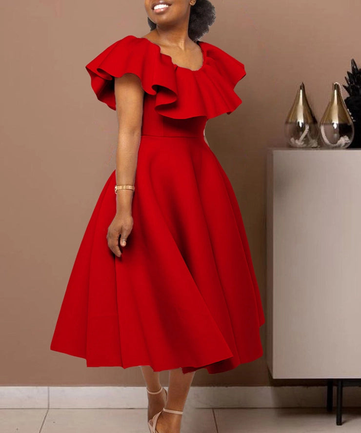 Elegant Ruffled Skirt Banquet Dress