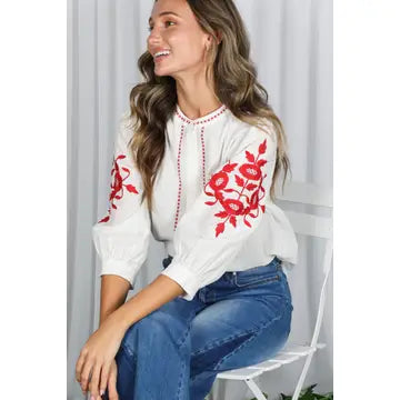 Floral Embroidered Detailing  Blouse