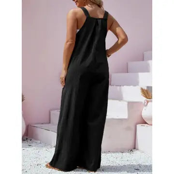 Plus Size Square Neck Wide Leg Overalls