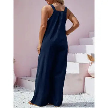 Plus Size Square Neck Wide Leg Overalls