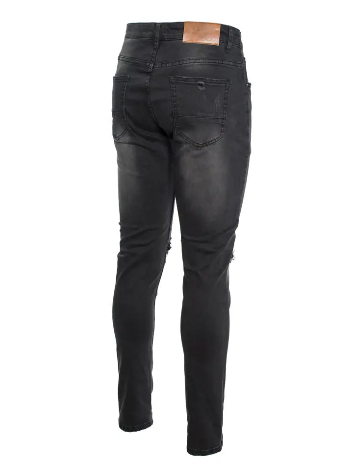 Black Skinny Jean with Python Patch