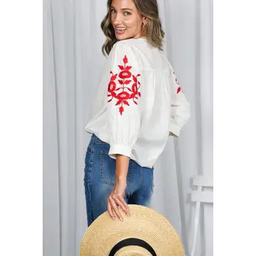 Floral Embroidered Detailing  Blouse