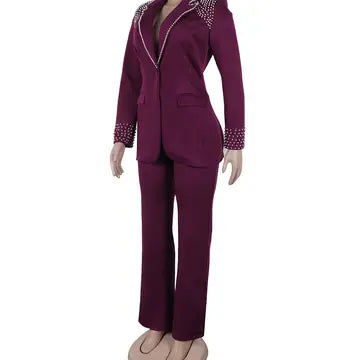Long Sleeve Slim Stretch Suit Two-Piece For Effortless Style