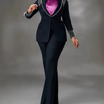 Long Sleeve Slim Stretch Suit Two-Piece For Effortless Style