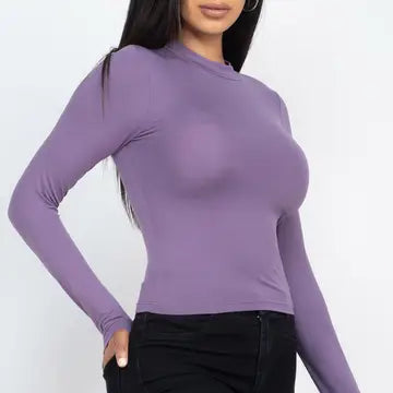Mock Neck Solid Top