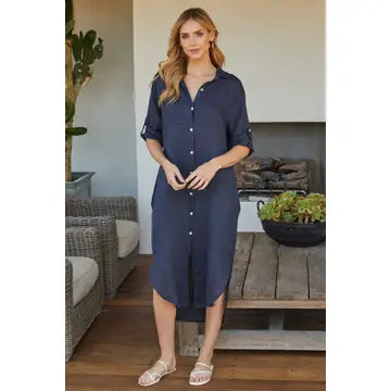 Midi-Length Linen Dress