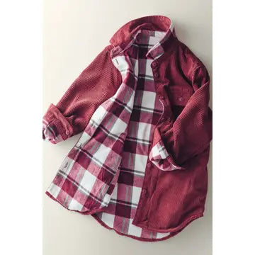 Plaid Lined Corduroy Flannel Shacket