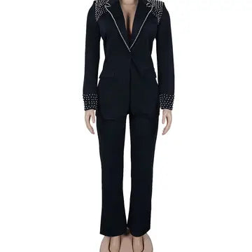 Long Sleeve Slim Stretch Suit Two-Piece For Effortless Style