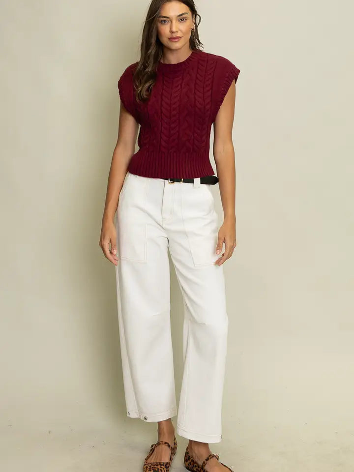 Cable Knit Sleeveless Sweater Vest