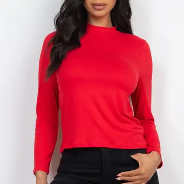 Mock Neck Solid Top