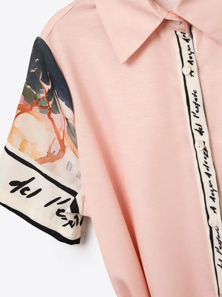 Pink Summer Watercolor Print Maxi Dress