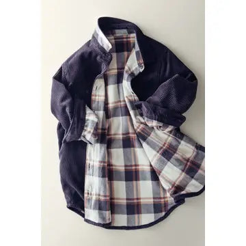 Plaid Lined Corduroy Flannel Shacket